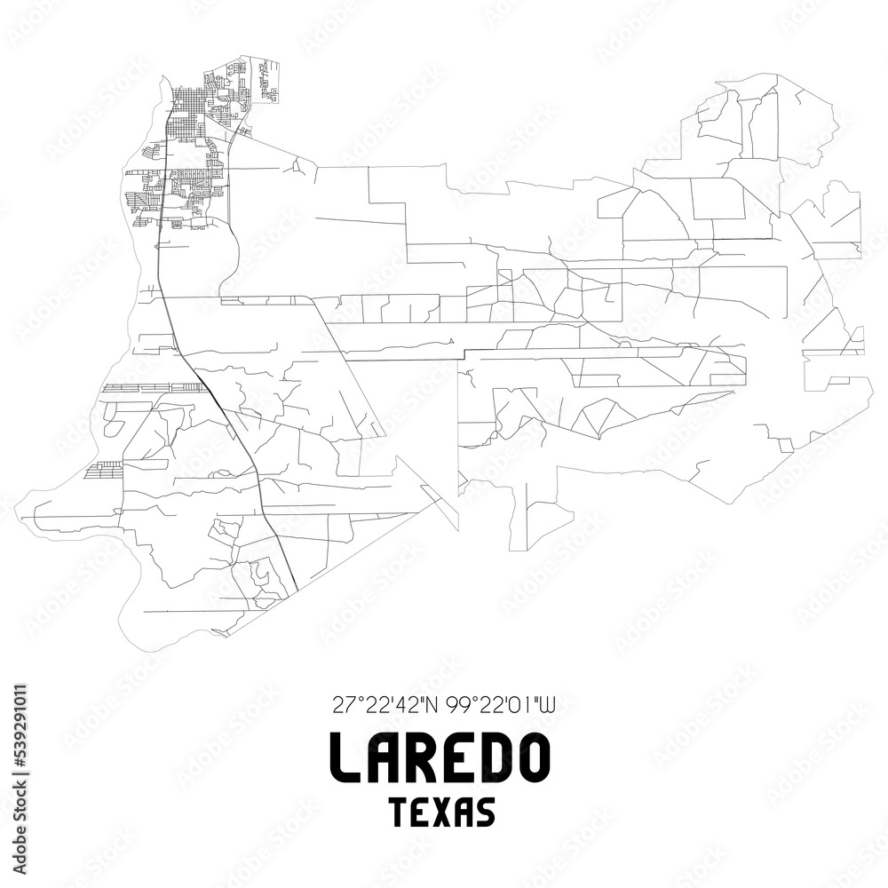 Laredo Texas. US street map with black and white lines. Laredo Texas. US street map with black and white lines.