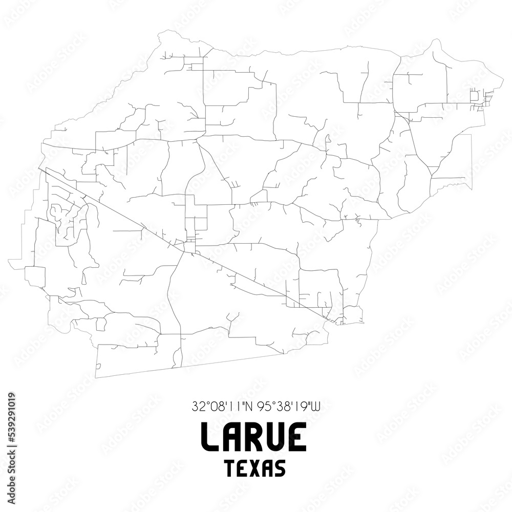 Larue Texas. US street map with black and white lines. Larue Texas. US street map with black and white lines.