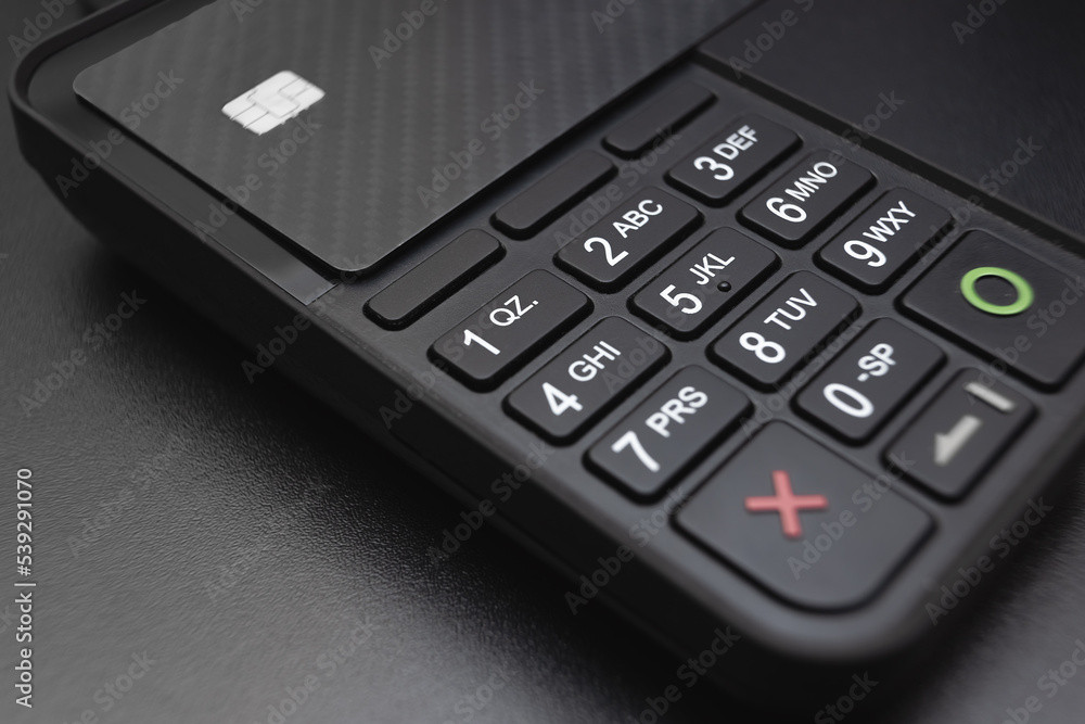 Payment terminal and credit card. Shopping. Payment terminal and credit card. Shopping.