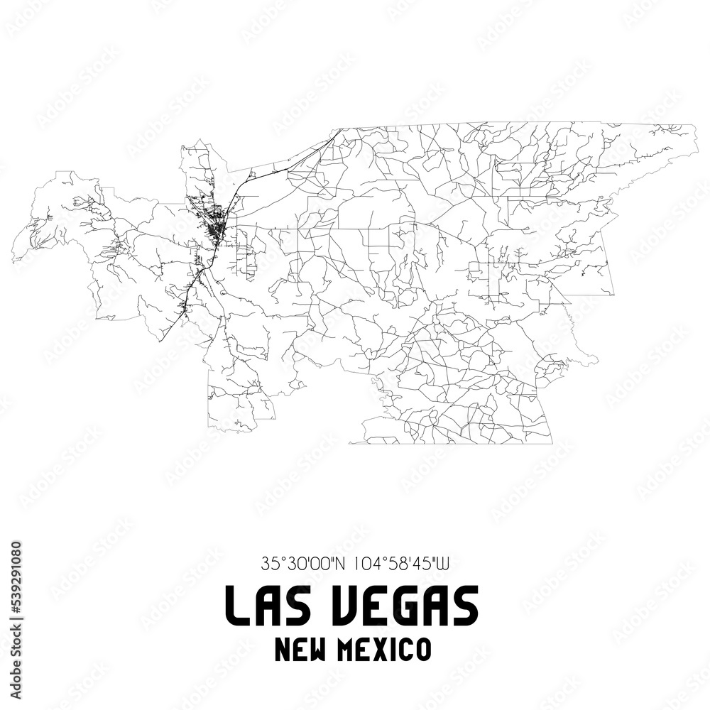 Las Vegas New Mexico. US street map with black and white lines. Las Vegas New Mexico. US street map with black and white lines.