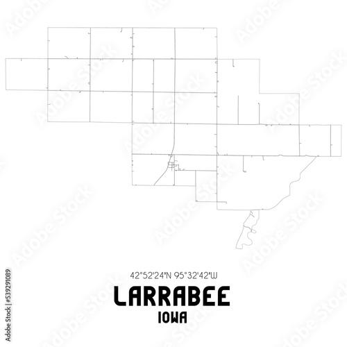 Larrabee Iowa. US street map with black and white lines.