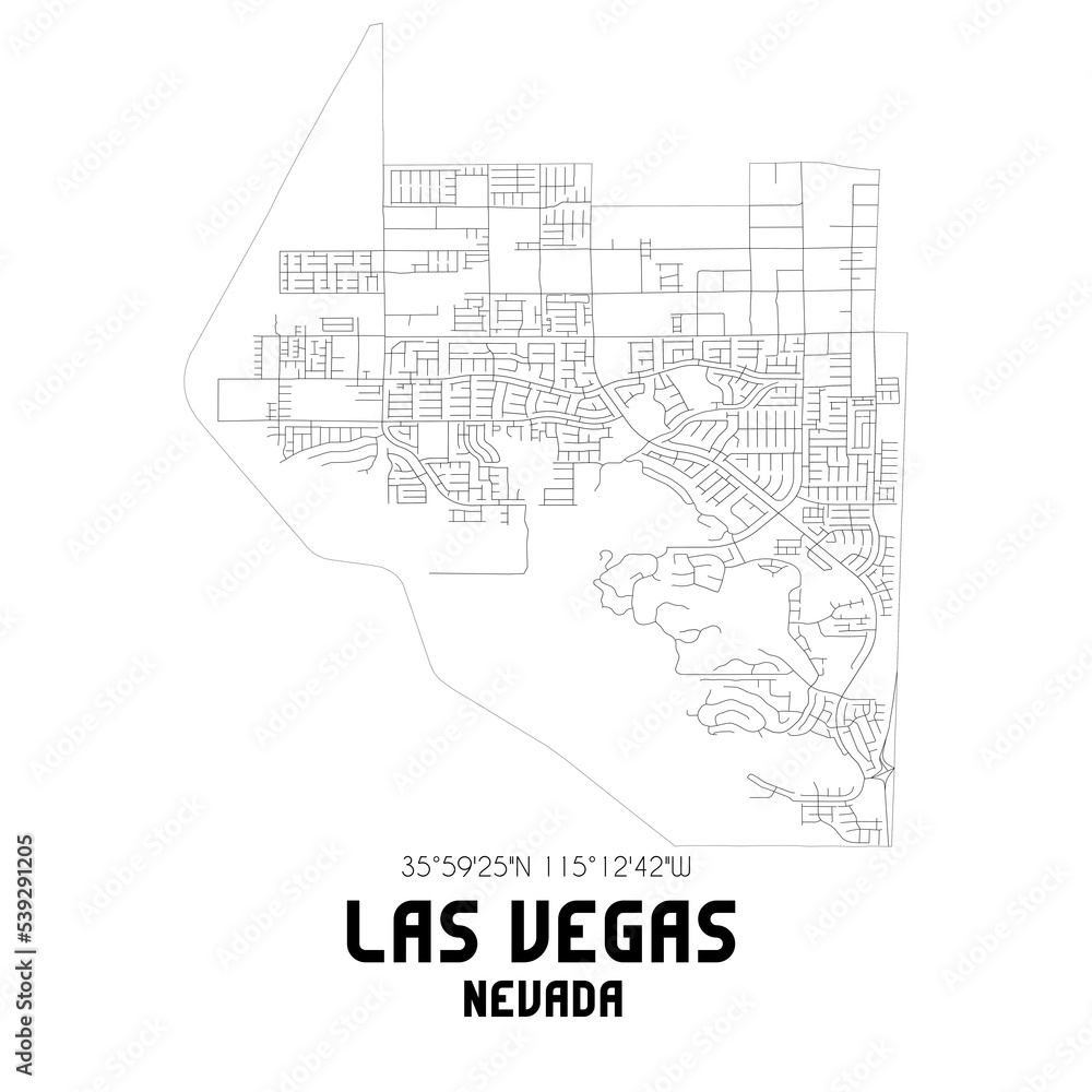 Las Vegas Nevada. US street map with black and white lines.