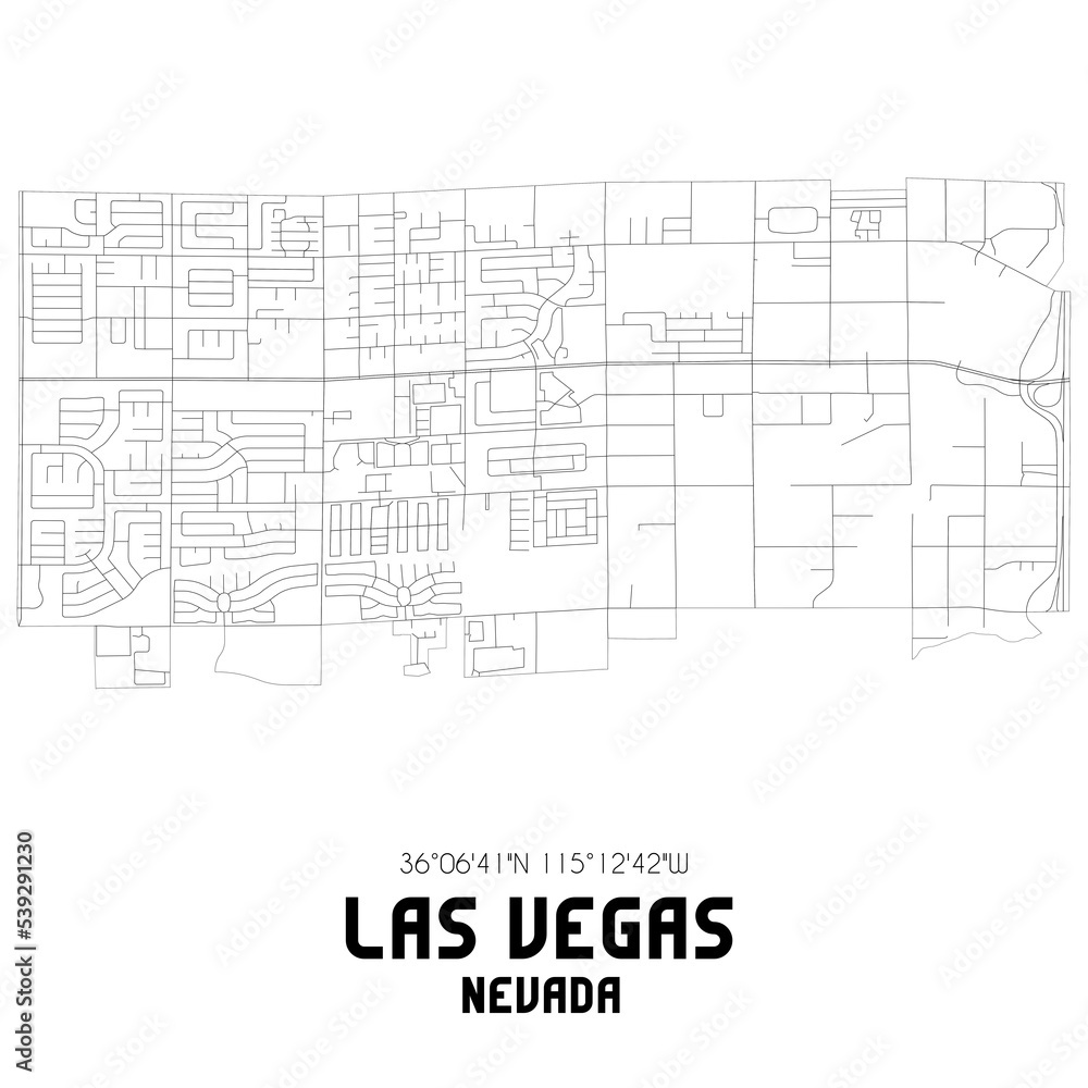 Las Vegas Nevada. US street map with black and white lines.