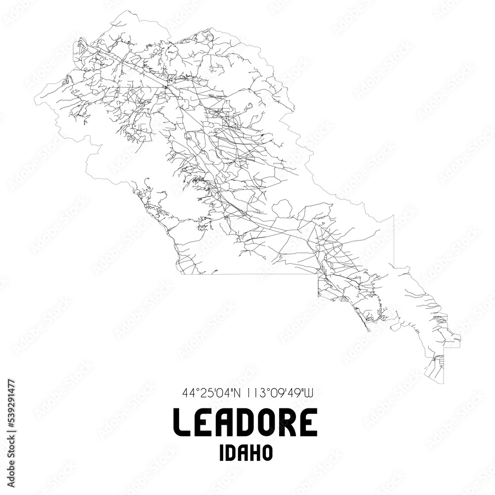 Leadore Idaho. US street map with black and white lines. Leadore Idaho. US street map with black and white lines.