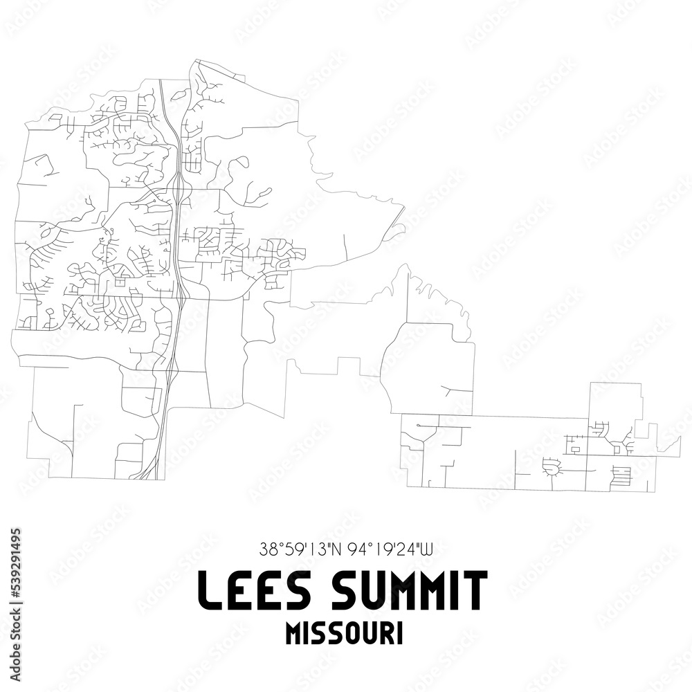 Lees Summit Missouri. US street map with black and white lines. Lees Summit Missouri. US street map with black and white lines.