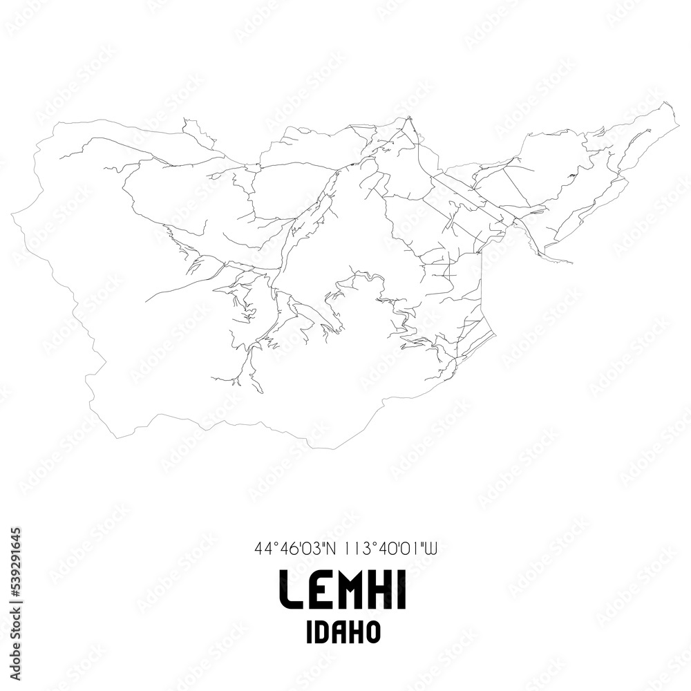 Lemhi Idaho. US street map with black and white lines. Lemhi Idaho. US street map with black and white lines.