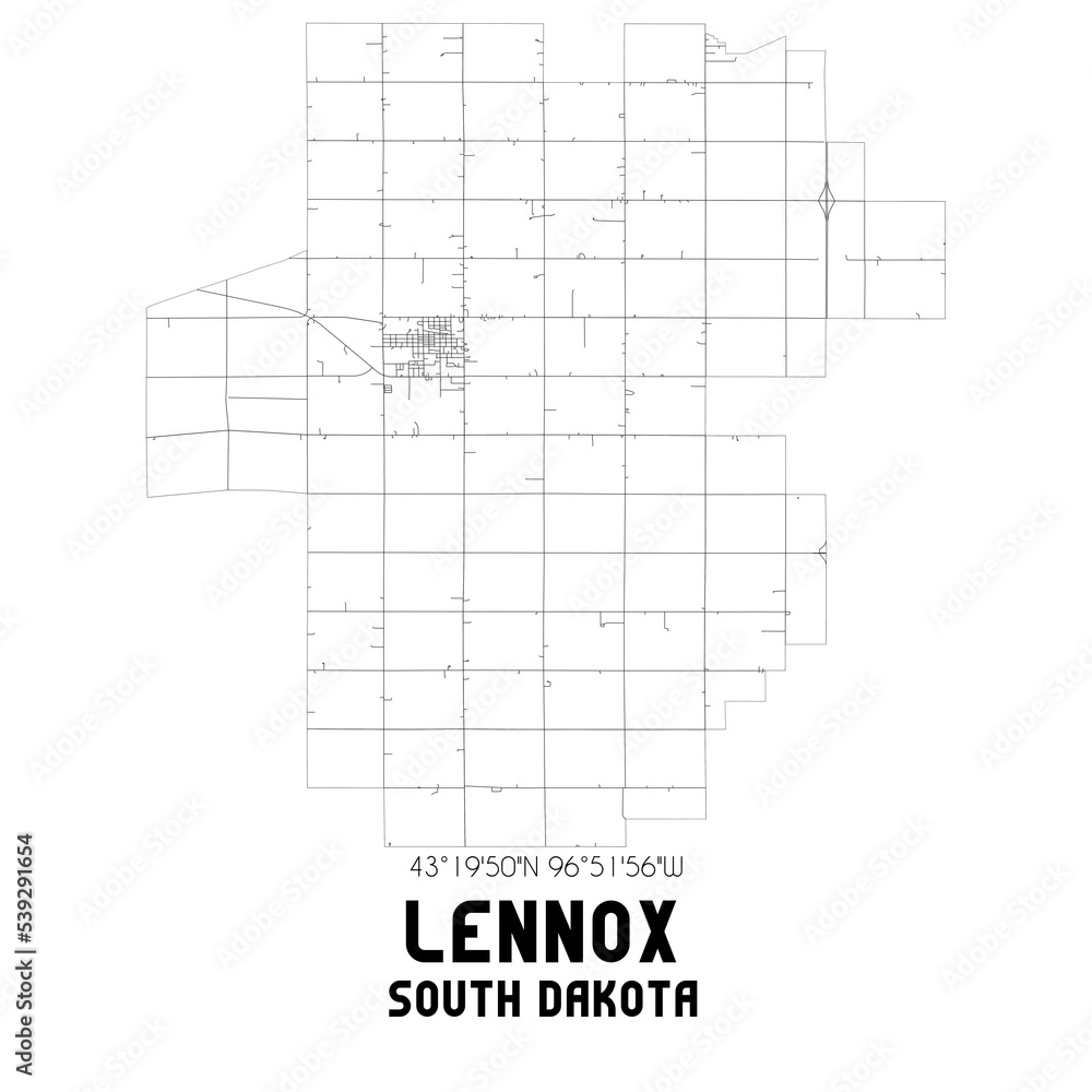 Fototapeta mapa świata dla dzieci Lennox South Dakota. US street map