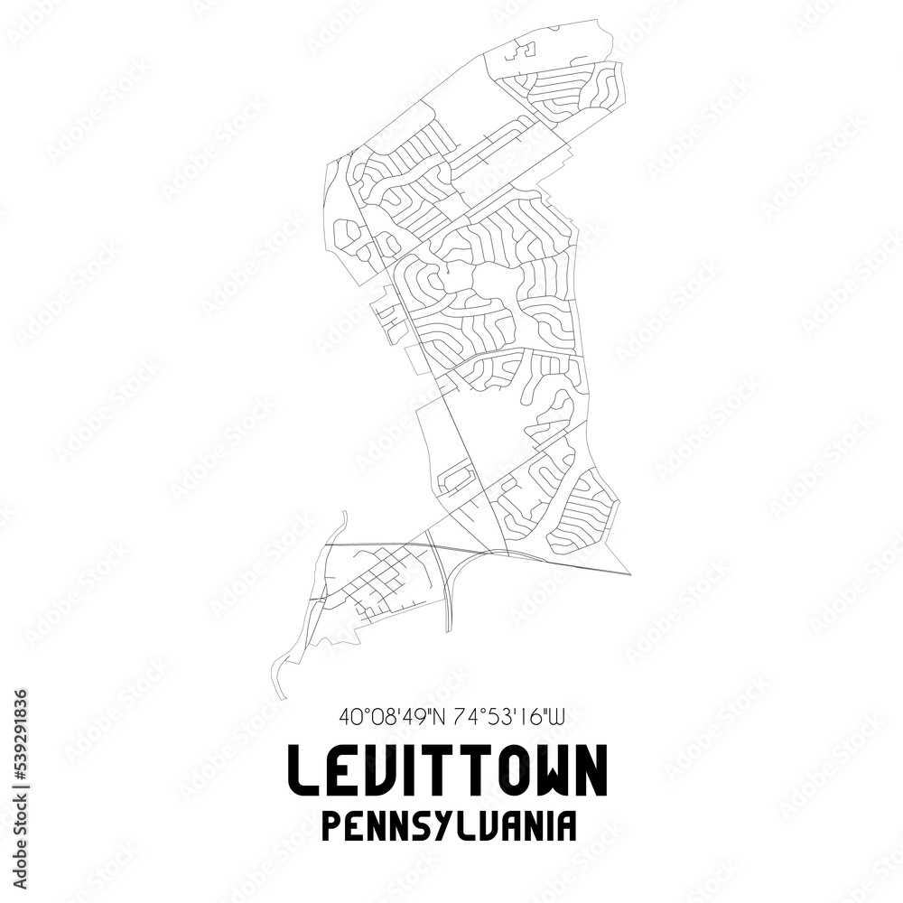 Levittown Pennsylvania. US street map with black and white lines. Levittown Pennsylvania. US street map with black and white lines.