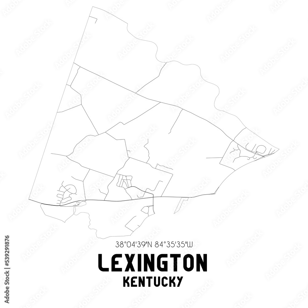 Lexington Kentucky. US street map with black and white lines.