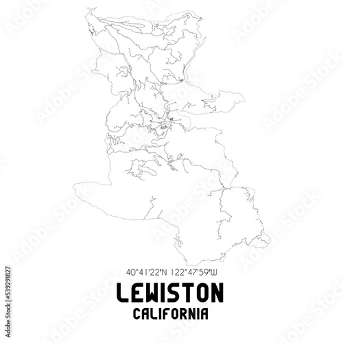 Lewiston California. US street map with black and white lines.