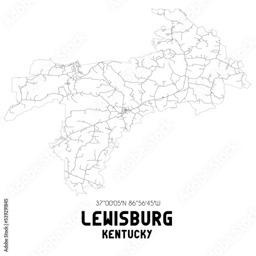 Lewisburg Kentucky. US street map with black and white lines.