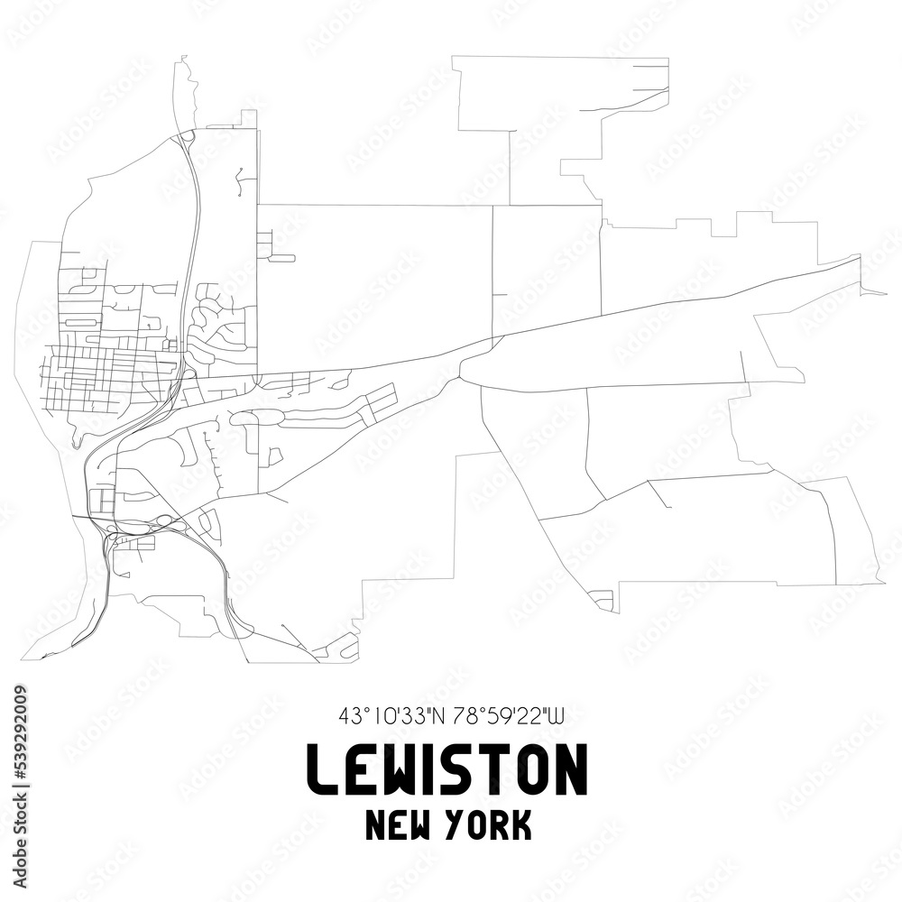 Lewiston New York. US street map with black and white lines. Lewiston New York. US street map with black and white lines.