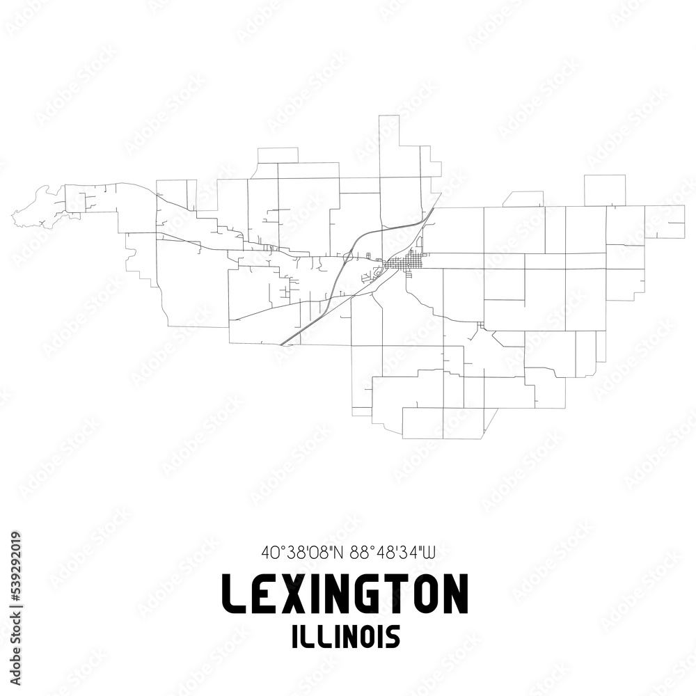 Lexington Illinois. US street map with black and white lines. Lexington Illinois. US street map with black and white lines.