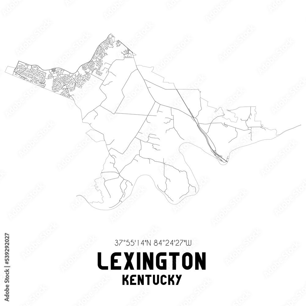 Lexington Kentucky. US street map with black and white lines. Lexington Kentucky. US street map with black and white lines.