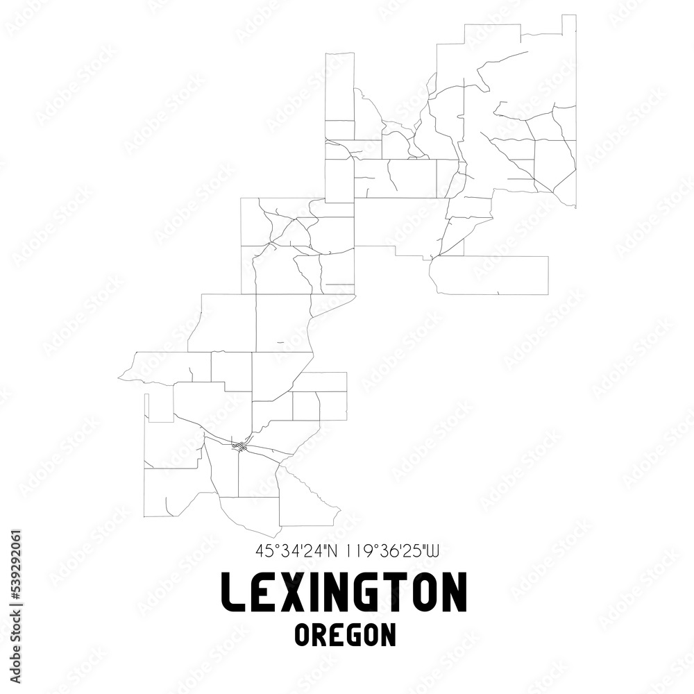 Lexington Oregon. US street map with black and white lines.