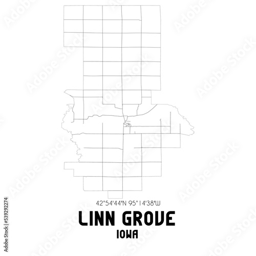Linn Grove Iowa. US street map with black and white lines.