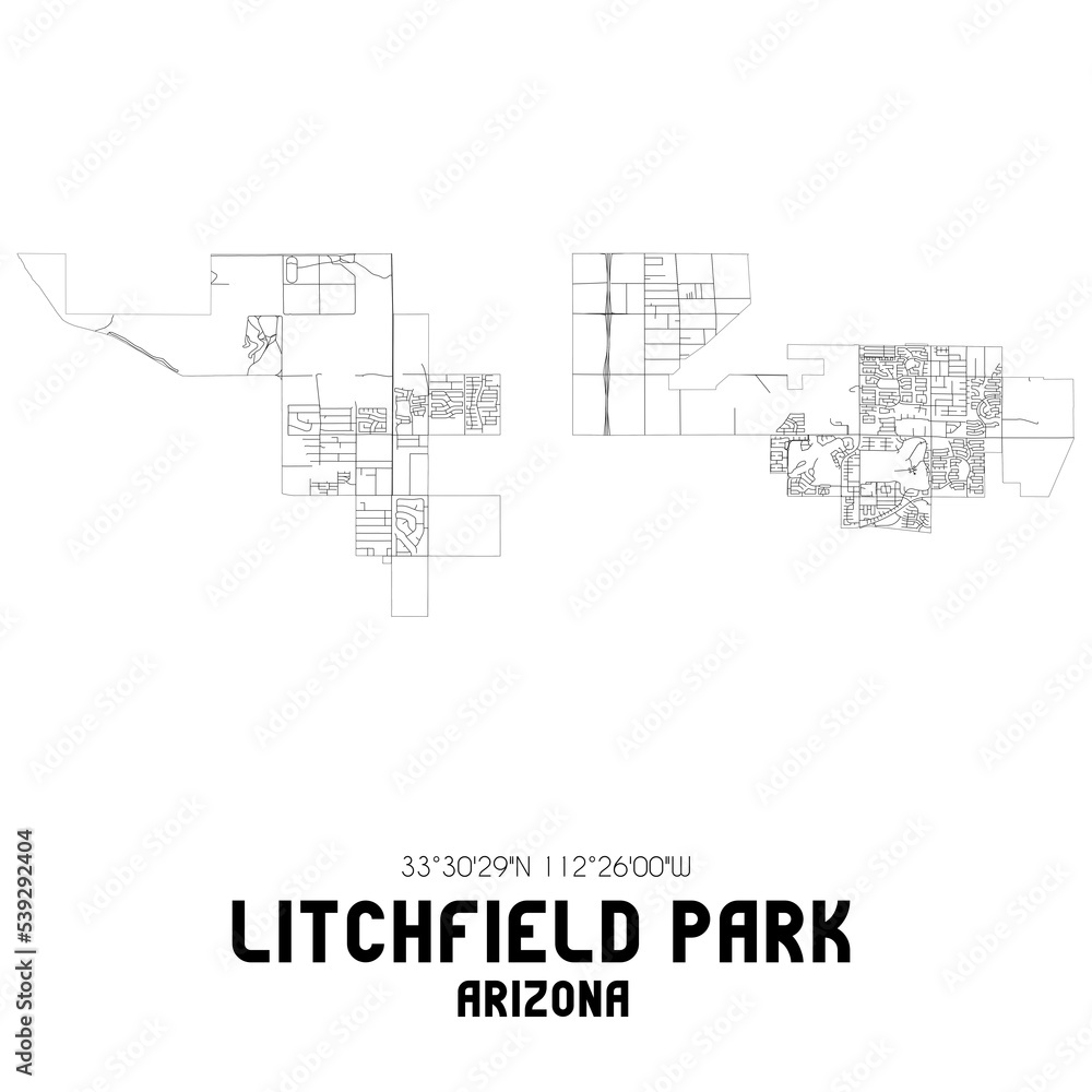Litchfield Park Arizona. US street map with black and white lines