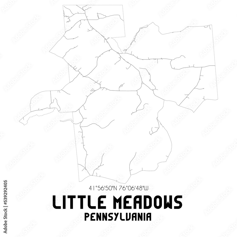 Little Meadows Pennsylvania. US street map with black and white lines.