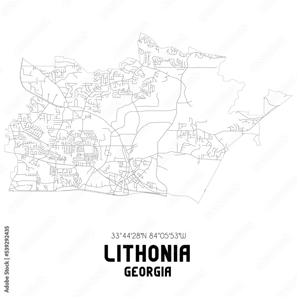 Lithonia Georgia. US street map with black and white lines. Lithonia Georgia. US street map with black and white lines.