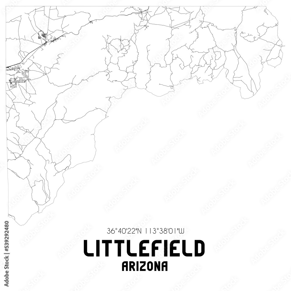 Littlefield Arizona. US street map with black and white lines. Littlefield Arizona. US street map with black and white lines.