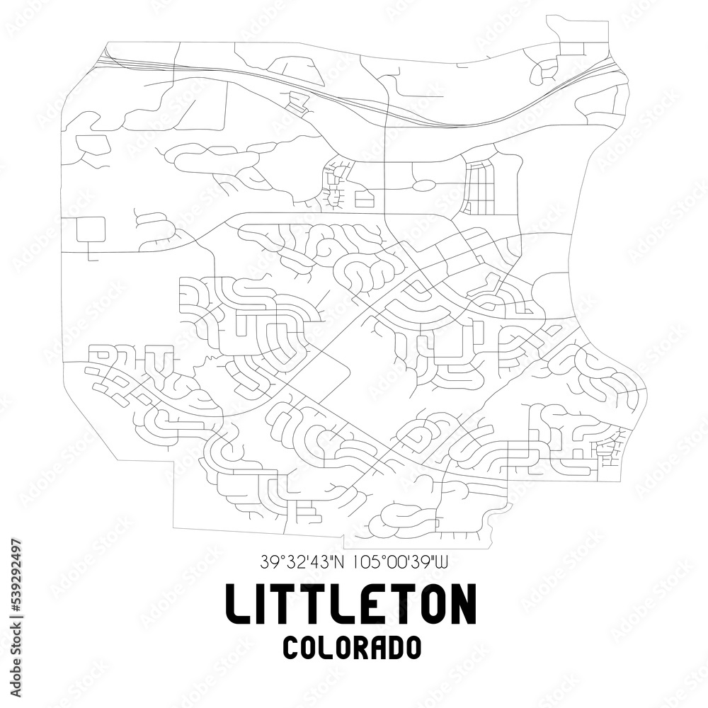 Littleton Colorado. US street map with black and white lines. Littleton Colorado. US street map with black and white lines.