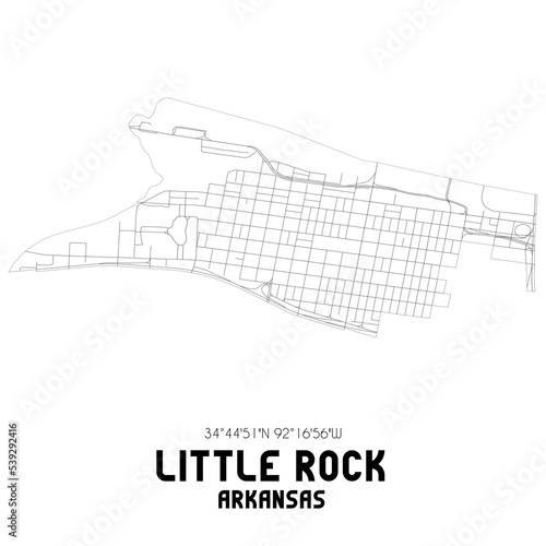 Little Rock Arkansas. US street map with black and white lines.