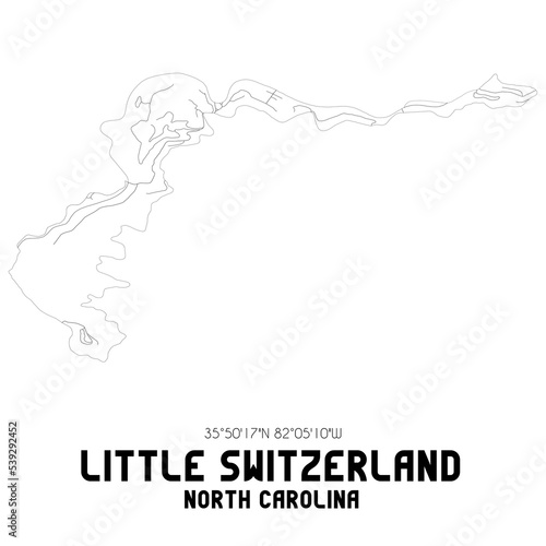 Little Switzerland North Carolina. US street map with black and white lines.