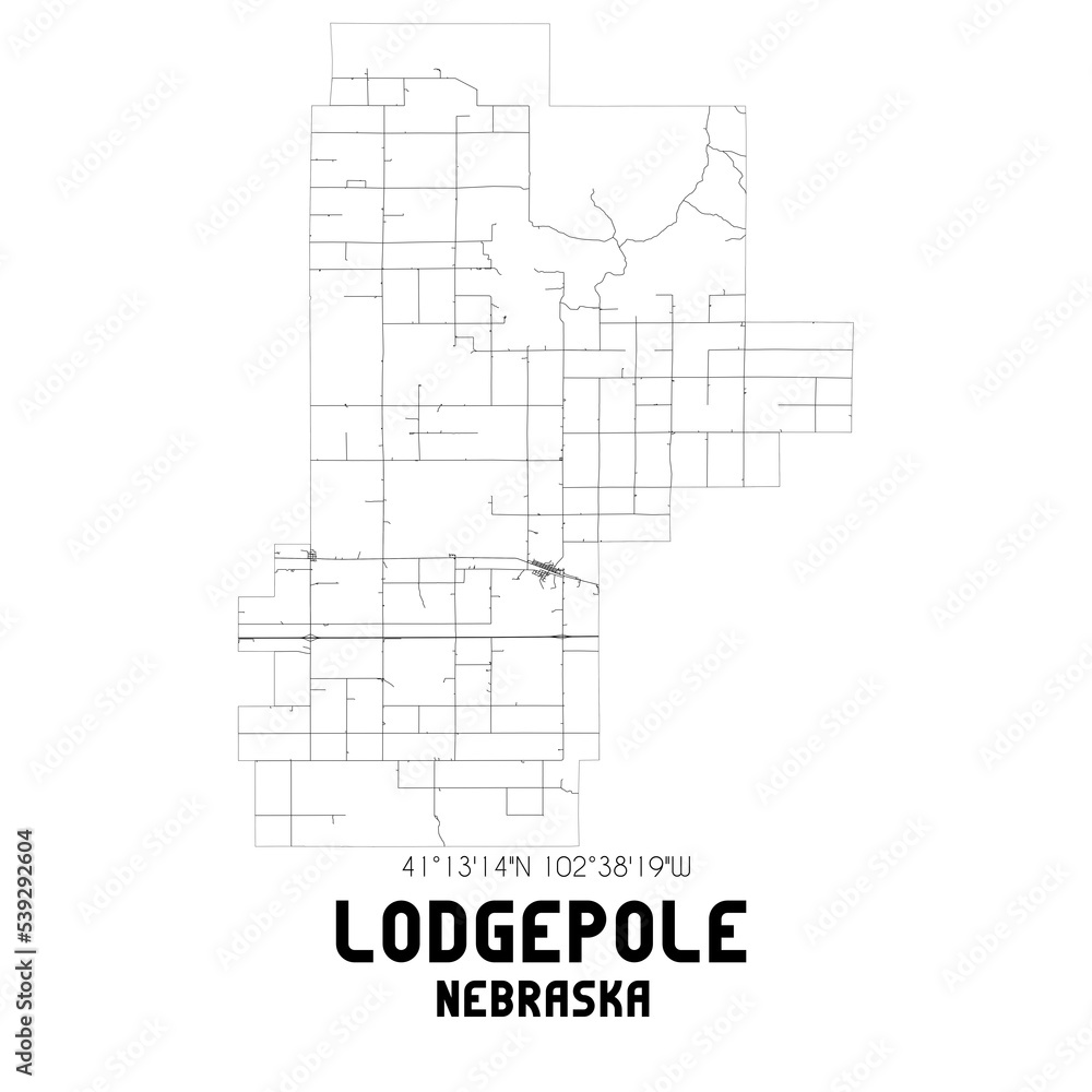 Lodgepole Nebraska. US street map with black and white lines. Lodgepole Nebraska. US street map with black and white lines.