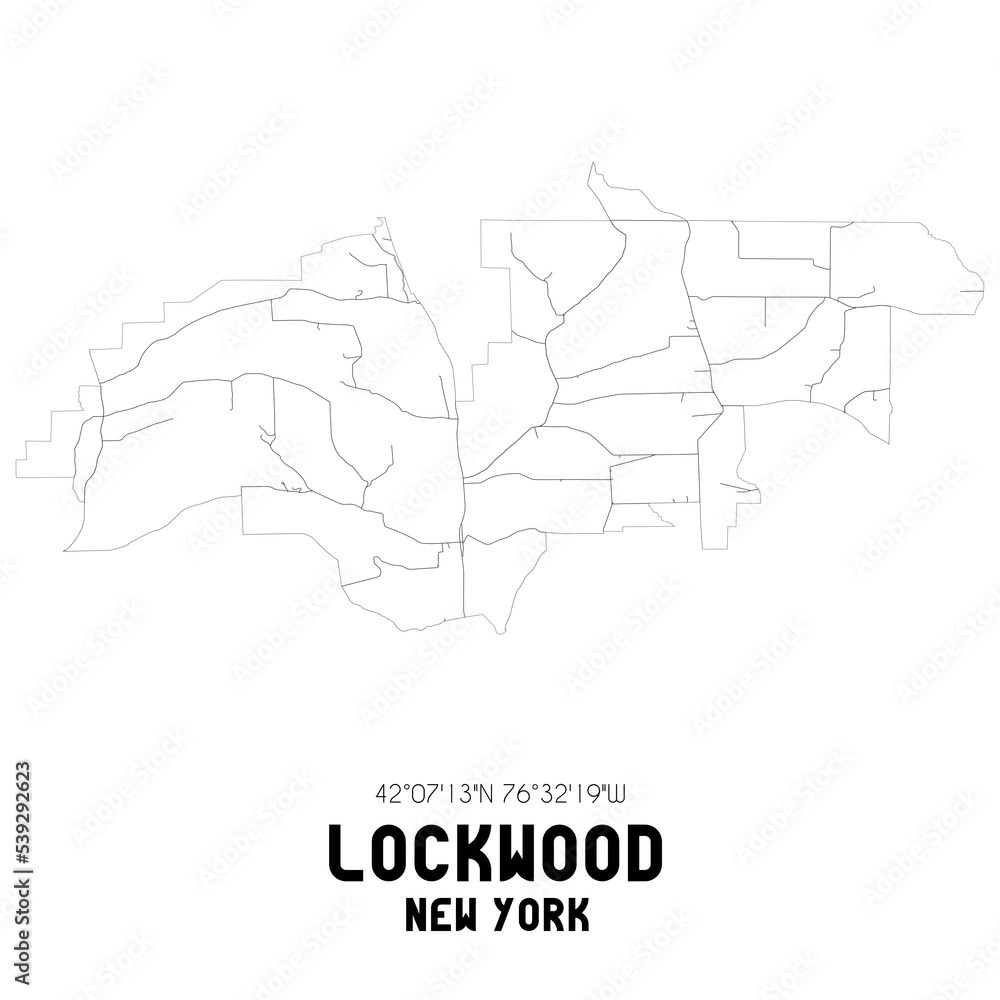 Lockwood New York. US street map with black and white lines.