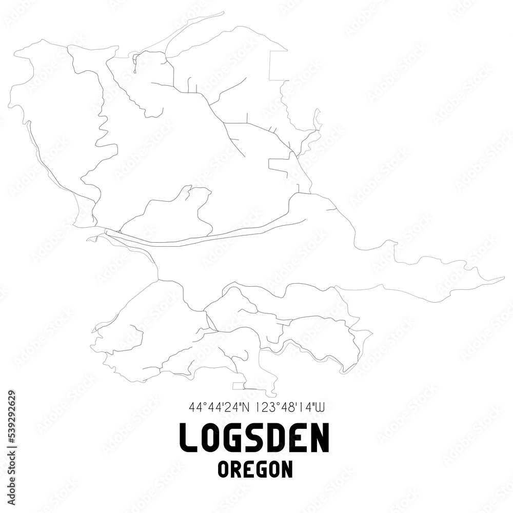 Logsden Oregon. US street map with black and white lines.