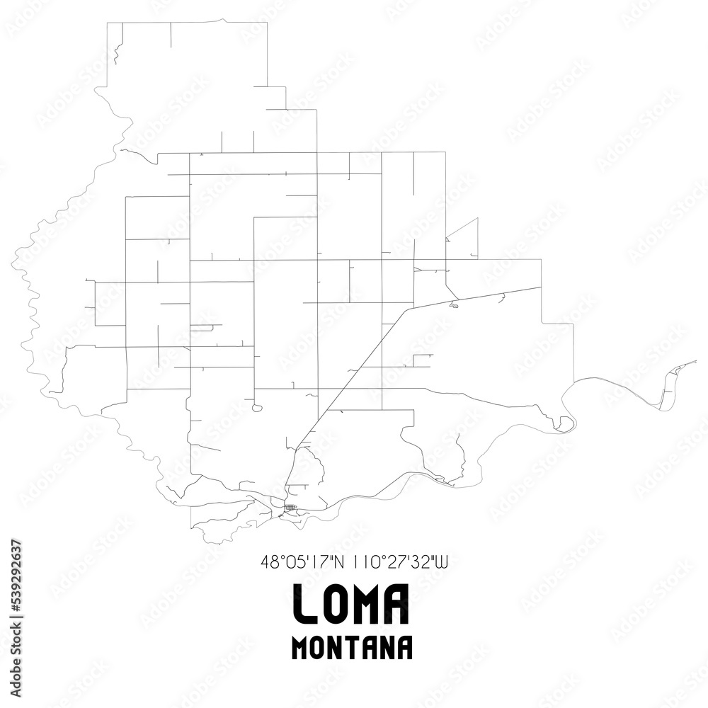 Loma Montana. US street map with black and white lines. Loma Montana. US street map with black and white lines.