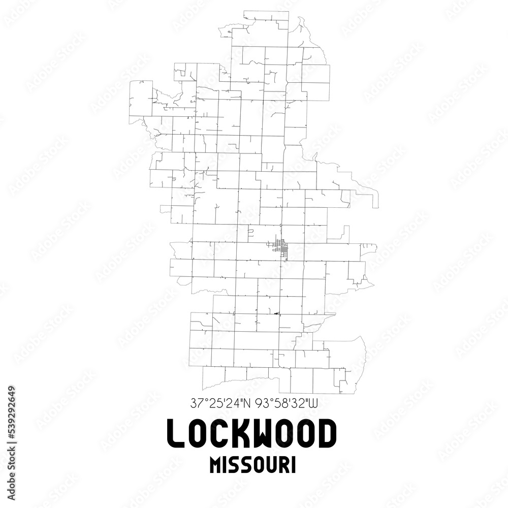 Lockwood Missouri. US street map with black and white lines. Lockwood Missouri. US street map with black and white lines.