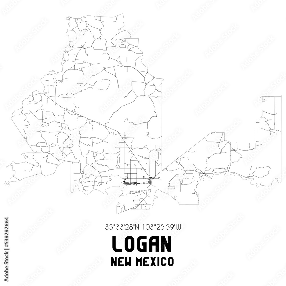 Logan New Mexico. US street map with black and white lines. Logan New Mexico. US street map with black and white lines.