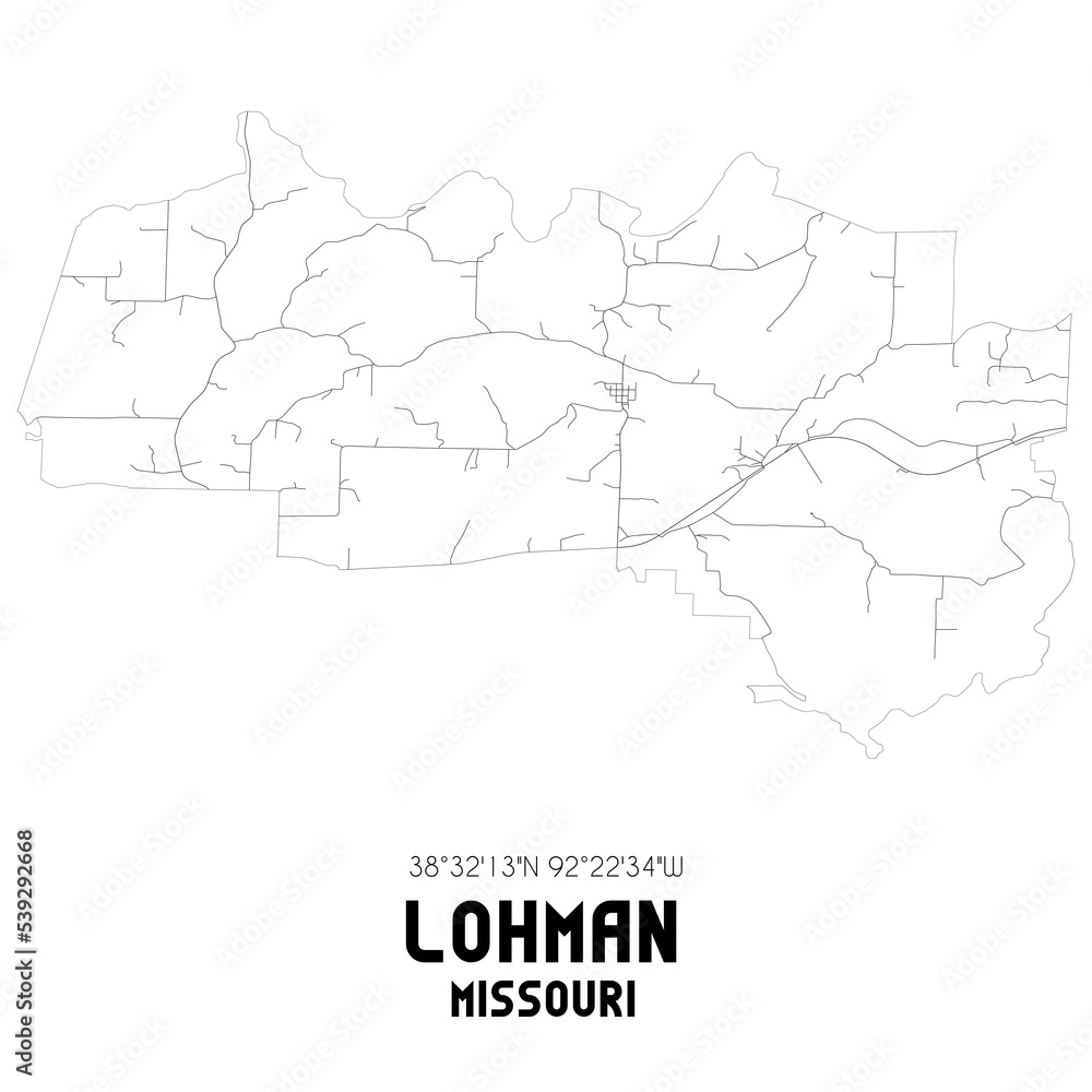 Lohman Missouri. US street map with black and white lines. Lohman Missouri. US street map with black and white lines.