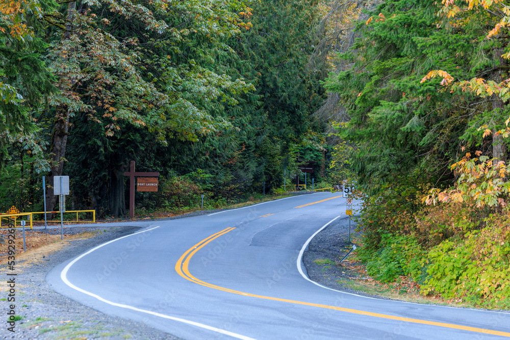 Empty road leading to Cultus Lake