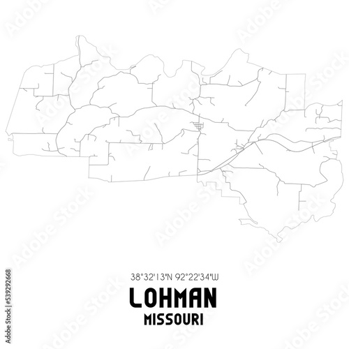Lohman Missouri. US street map with black and white lines.