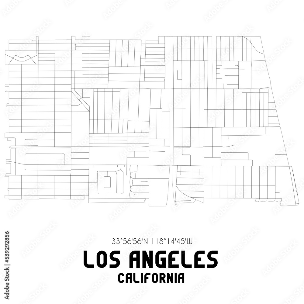 Los Angeles California. US street map with black and white lines. Los Angeles California. US street map with black and white lines.