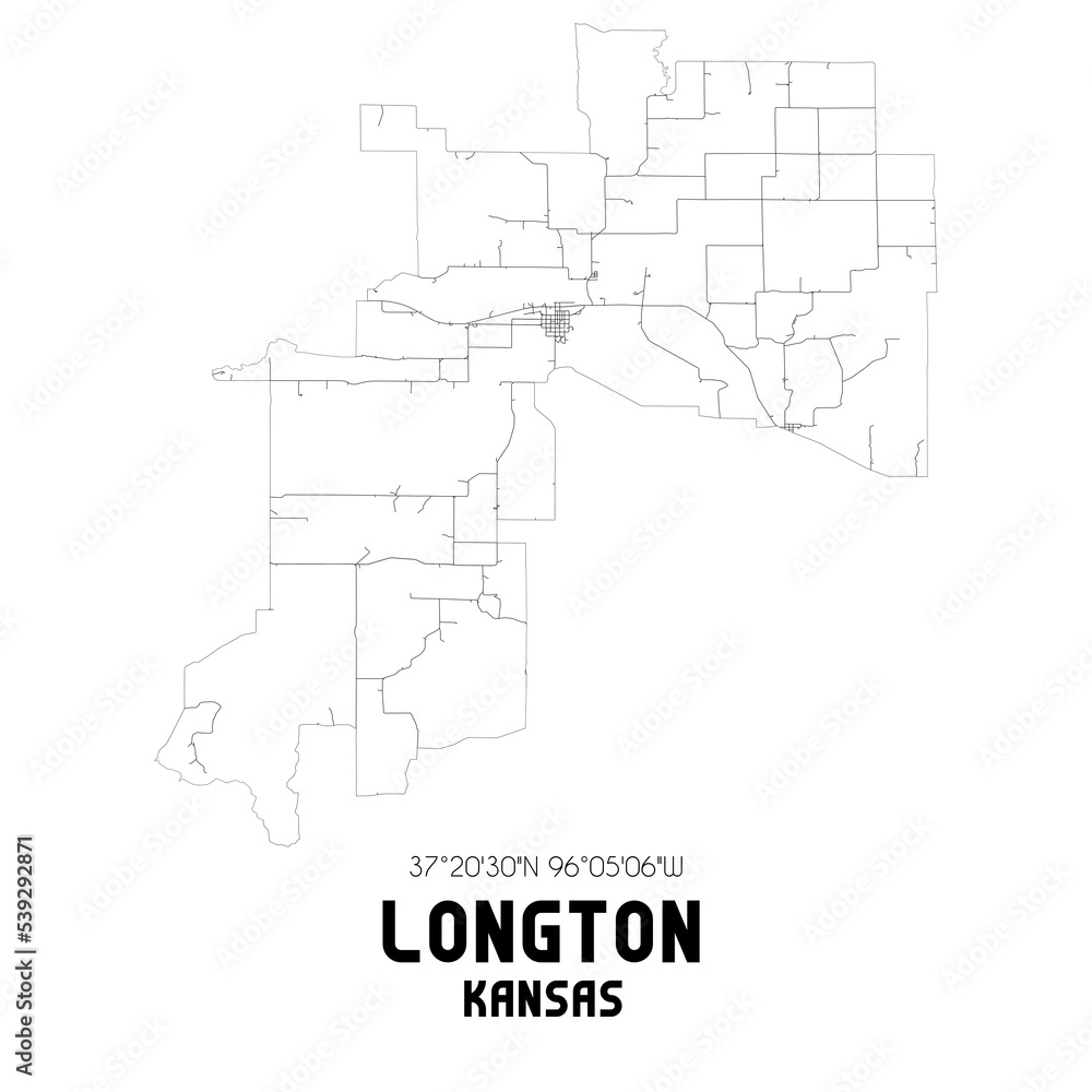 Longton Kansas. US street map with black and white lines. Longton Kansas. US street map with black and white lines.