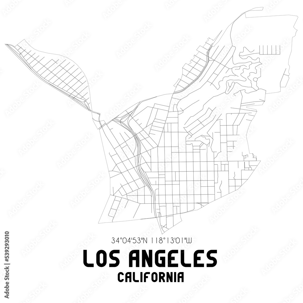 Los Angeles California. US street map with black and white lines. Los Angeles California. US street map with black and white lines.