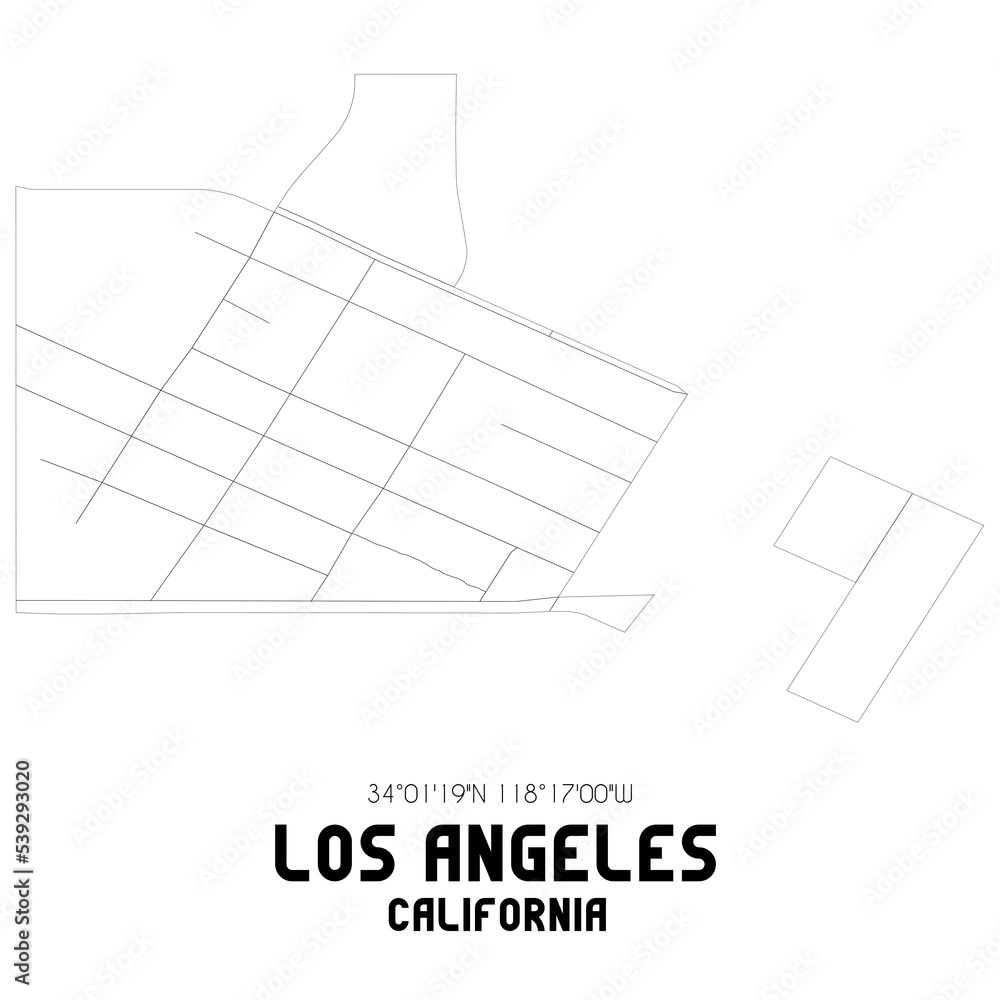 Los Angeles California. US street map with black and white lines. Los Angeles California. US street map with black and white lines.