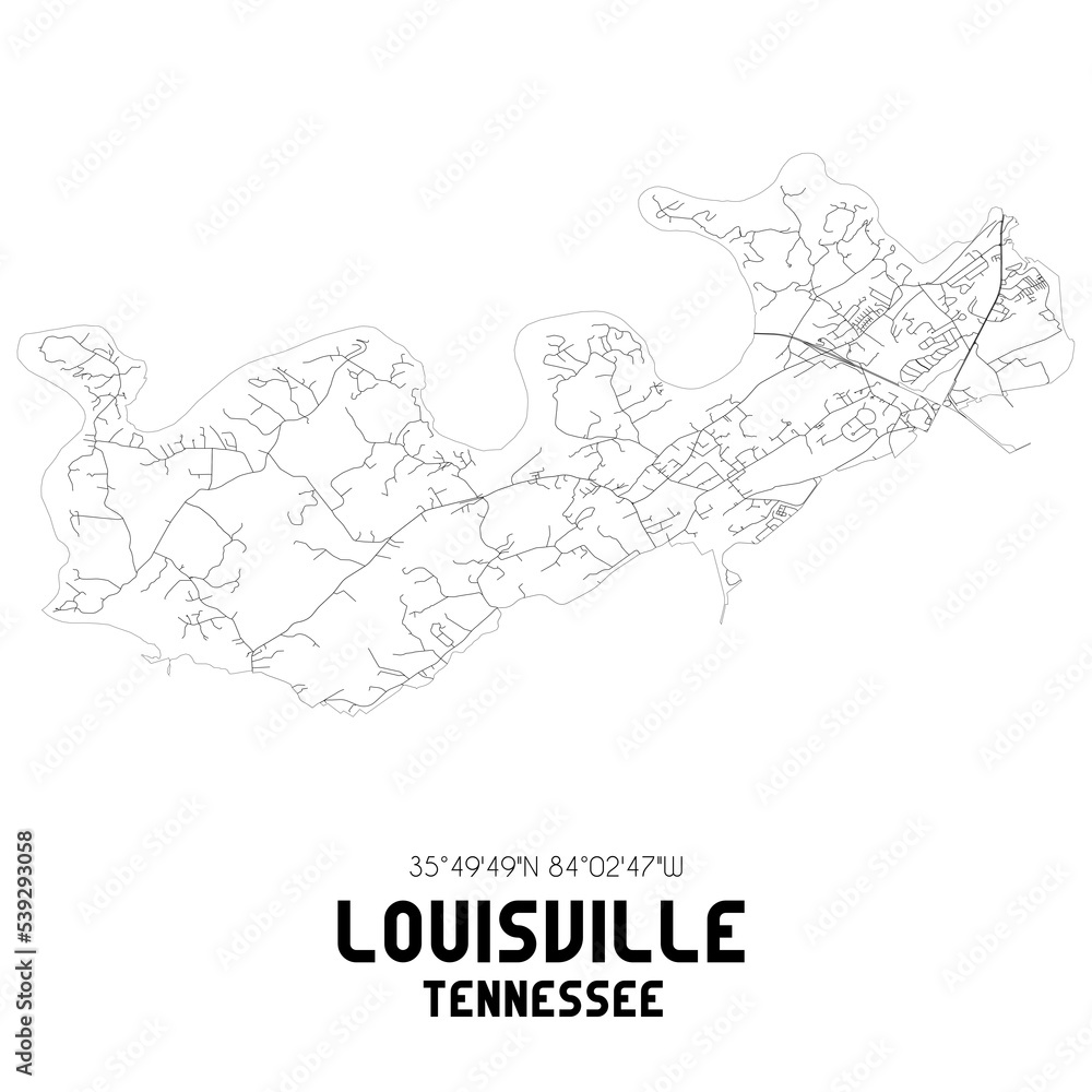 Louisville Tennessee. US street map with black and white lines. Louisville Tennessee. US street map with black and white lines.