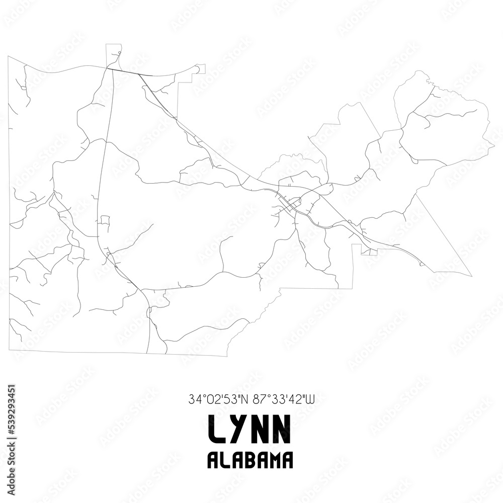 Lynn Alabama. US street map with black and white lines. Lynn Alabama. US street map with black and white lines.