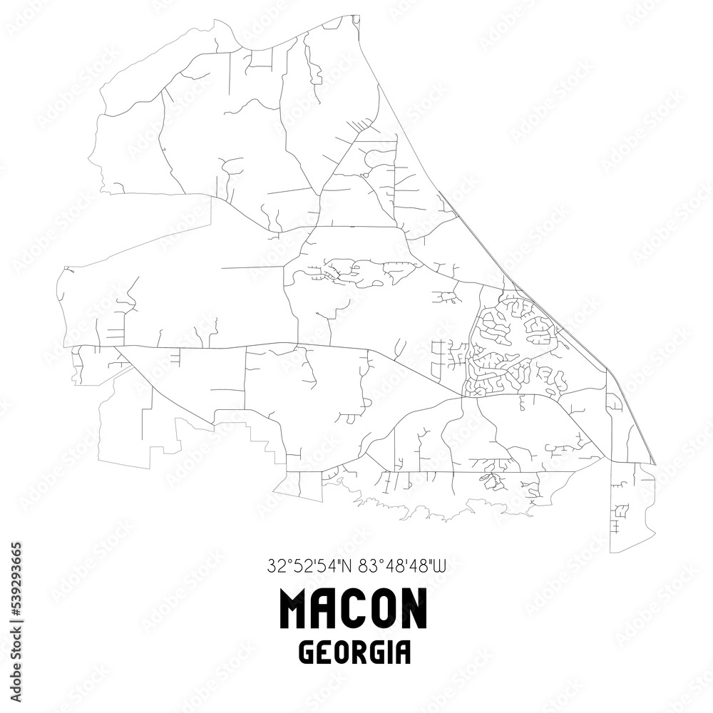 Macon Georgia. US street map with black and white lines. Macon Georgia. US street map with black and white lines.