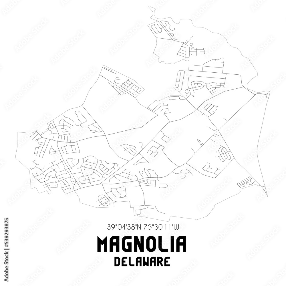 Magnolia Delaware. US street map with black and white lines. Magnolia Delaware. US street map with black and white lines.
