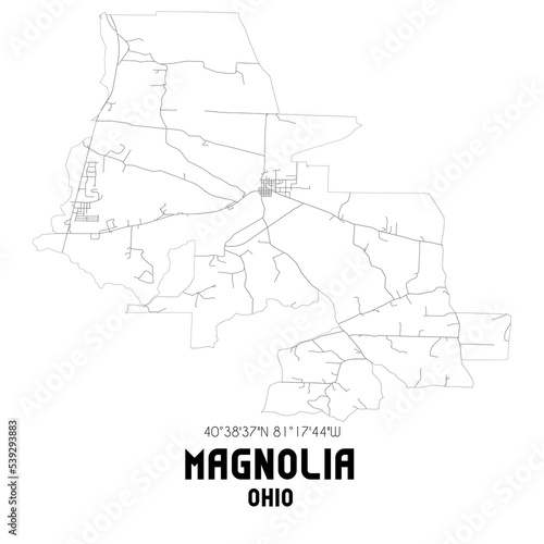Magnolia Ohio. US street map with black and white lines.