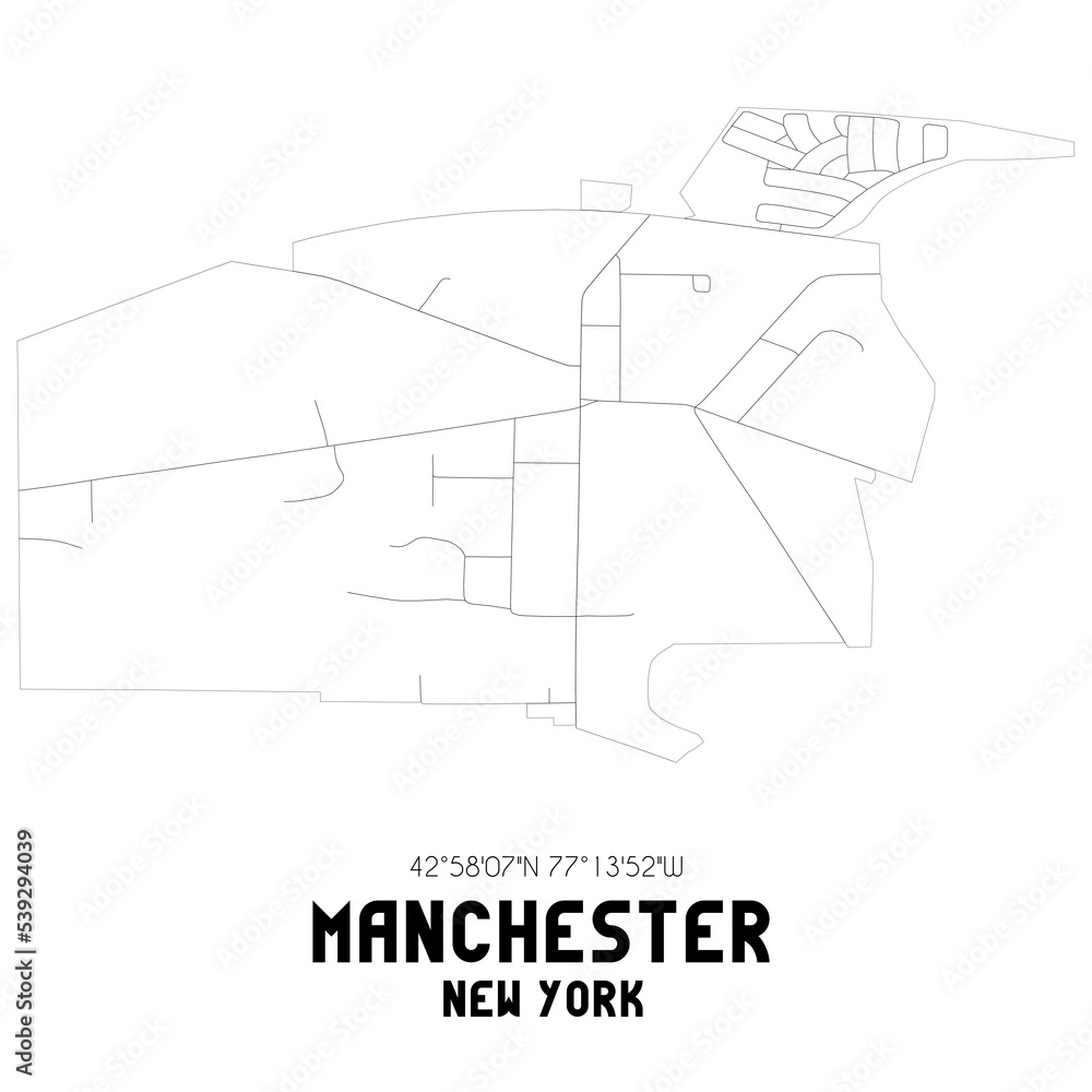 Manchester New York. US street map with black and white lines. Manchester New York. US street map with black and white lines.