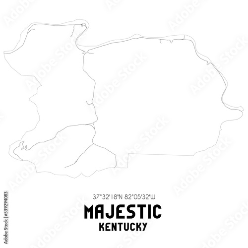 Majestic Kentucky. US street map with black and white lines.