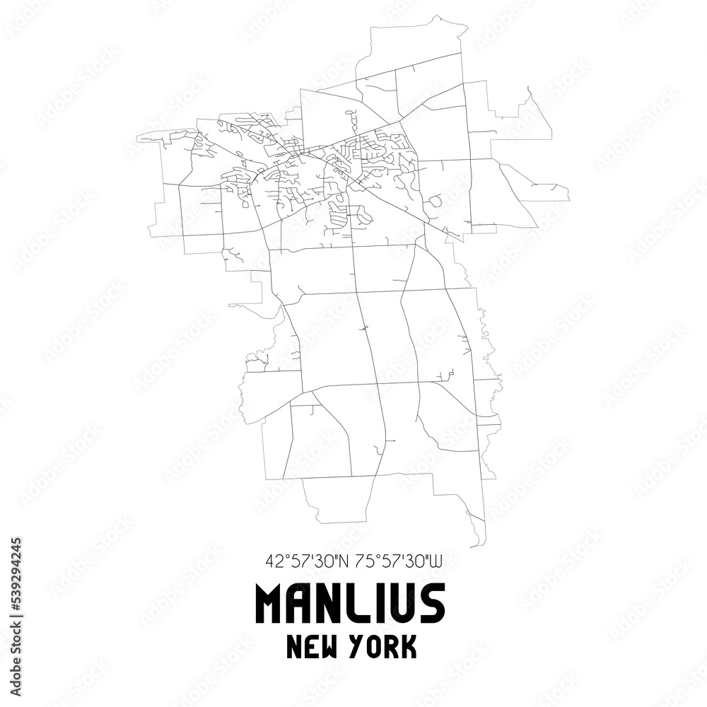 Fototapeta Manlius New York. US street map with black and white lines.