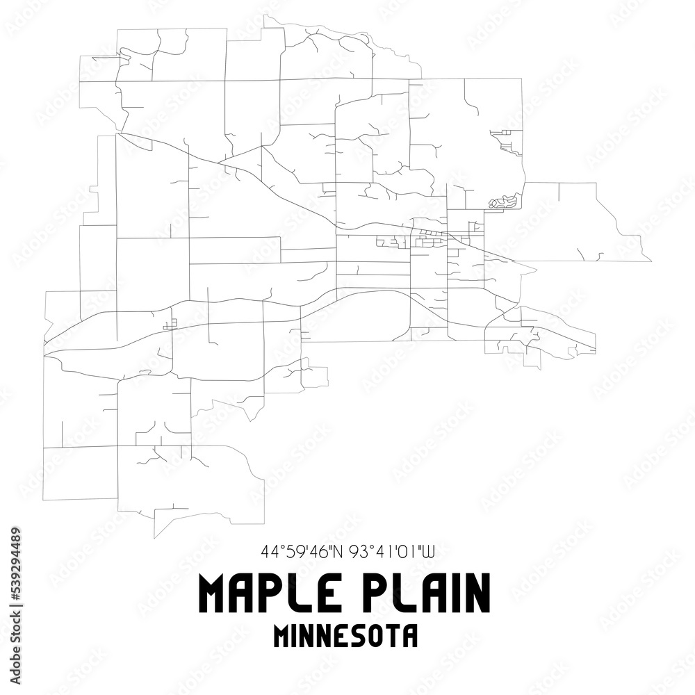 Maple Plain Minnesota. US street map with black and white lines. Maple Plain Minnesota. US street map with black and white lines.