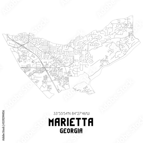 Marietta Georgia. US street map with black and white lines. photo